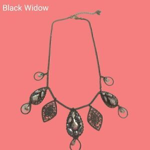 Black Widow (Brand Name), Dangle drop Necklace 16 1/2" Collar style. Vintage